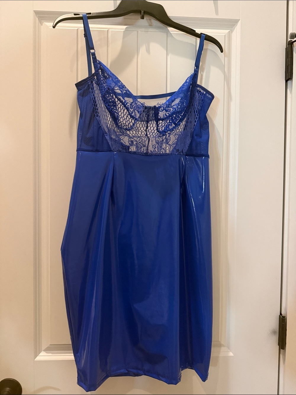 Royal Blue Lace-Top Slip Dress